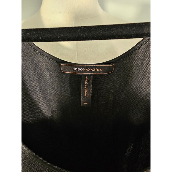 BCBGMAXAZRIA Black Off White Silk Tiered Ruffle Cocktail Dress Size 6 - Picture 3 of 6